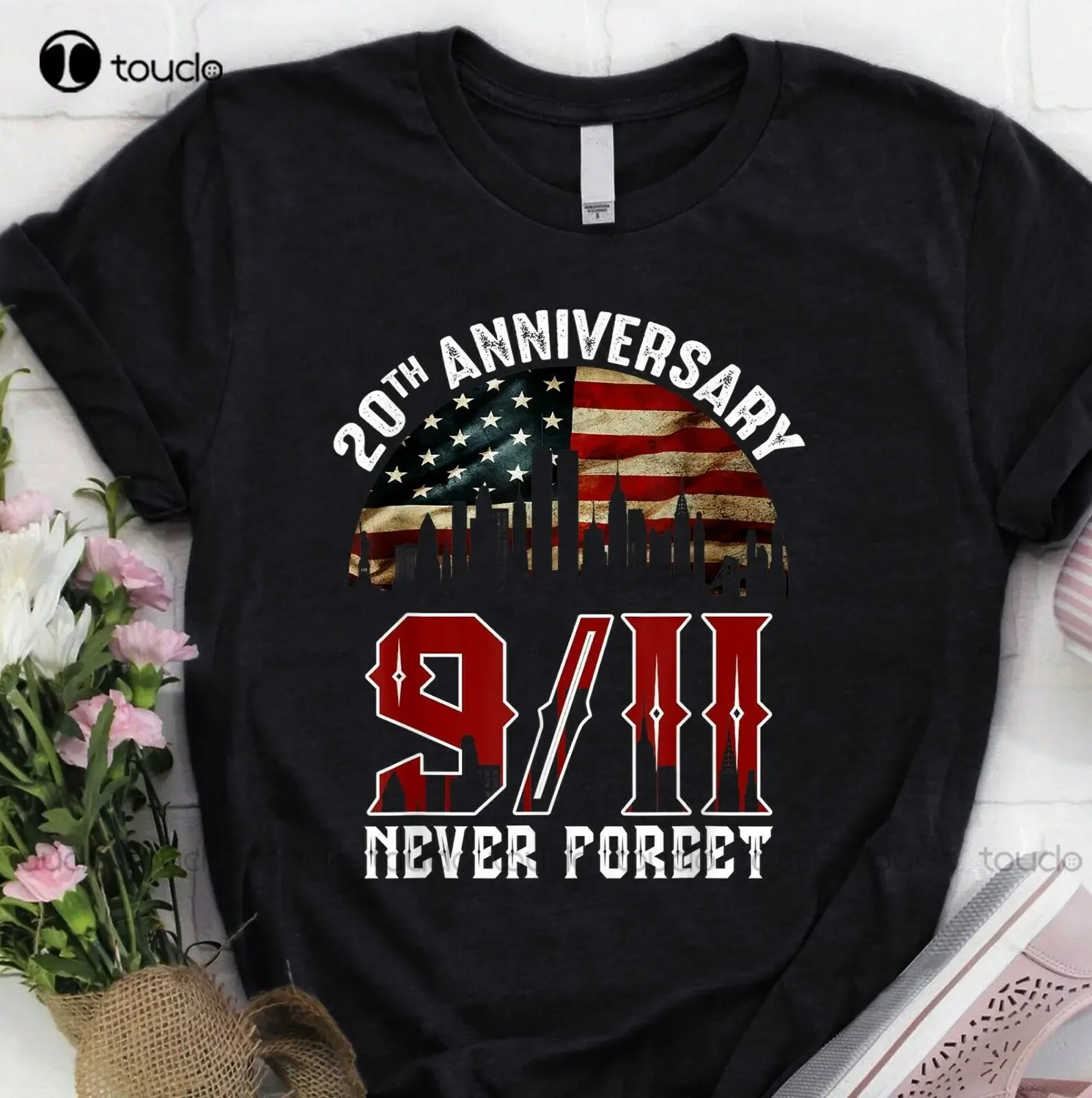 New Never Forget 9 11 20Th Anniversary Patriot Day 2021 T Shirt Black Free Ship Cotton Tee Shirt baseball shirt Unisex
