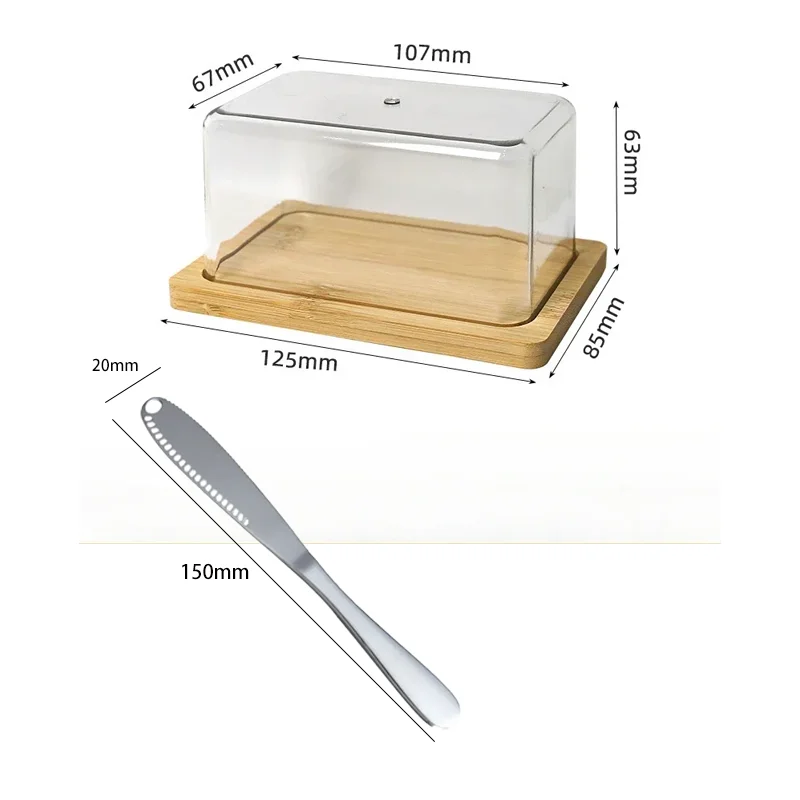 طبق الزبدة سكين الزبدة مع غطاء أكريليك شفاف المطبخ زبدة تخزين الحاويات صندوق زبدة أدوات المائدة لوازم المطبخ