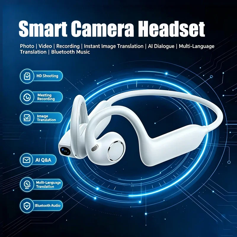 2026 New Smart Earphones Dynamic Sound Effects Music Bluetooth HD Calls 800W Smart Camera Real-time Translation Smart Earphones
