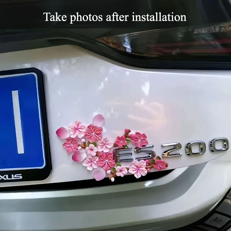 Car Creative Tail Logo 3D Stereoscopic Peach Blossom Sticker Car Appearance Decoration Accessories Can Randomly Pieced Together