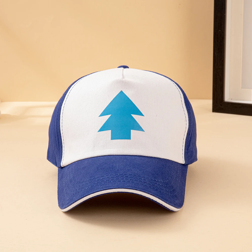 Anime Gravity Falls Dipper Pines Blue Pine Tree Print Trucker-Mütze für Herren und Damen, Cartoon-Cosplay, verstellbare Baseballkappe für den Außenbereich – Detail 3