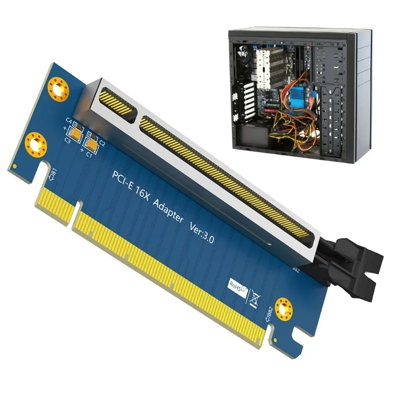 Pcie 16X 90 Degree Risers Card Steering Card PCIE Adapter Card Slot Data Transmission Converters for 1U 2U Server Case
