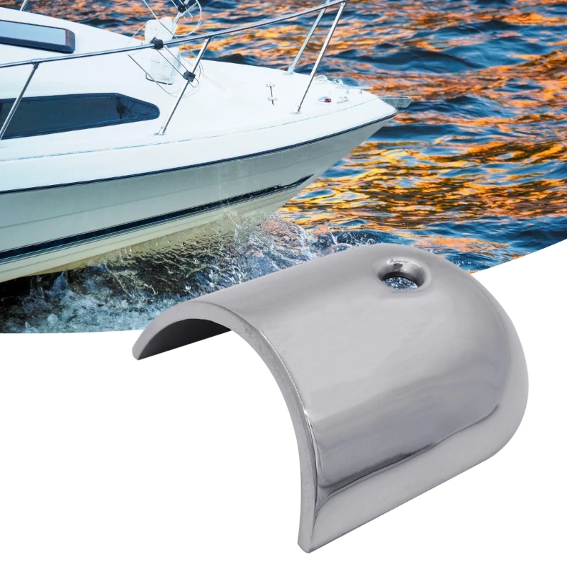 Boat Rail End Cap in Stainless Steel,Rounded Polished Cover with Countersunk Screw Hole for Marine Trim Finishing and Refit Work