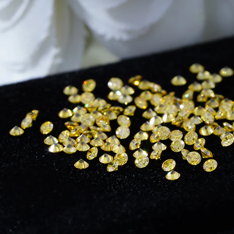 Calibrated Size Round Brilliant Cut HPHT Lab Grown Diamond 1mm to 2 .5mm Yellow Color created diamond on sale