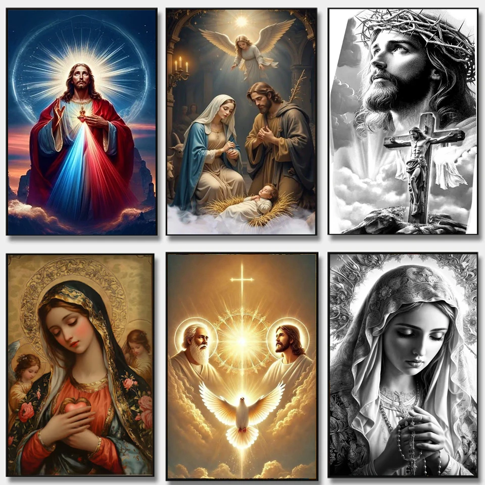 

Sz26The Studded Christmas Diamond Painting Art DIY The Virgin Mary and Jesus Diamond Embroidery Rhinestone Stitch Mosaic Home De