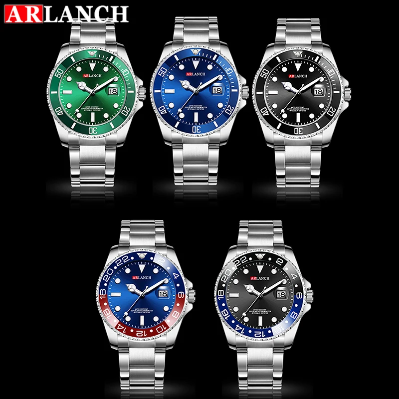 ARLANCH رائجة البيع ساعة كوارتز رجالية رياضية ساعات رجالي العلامة التجارية الفاخرة مقاوم للماء كامل الصلب ساعة كوارتز الرجال Relogio Masculino