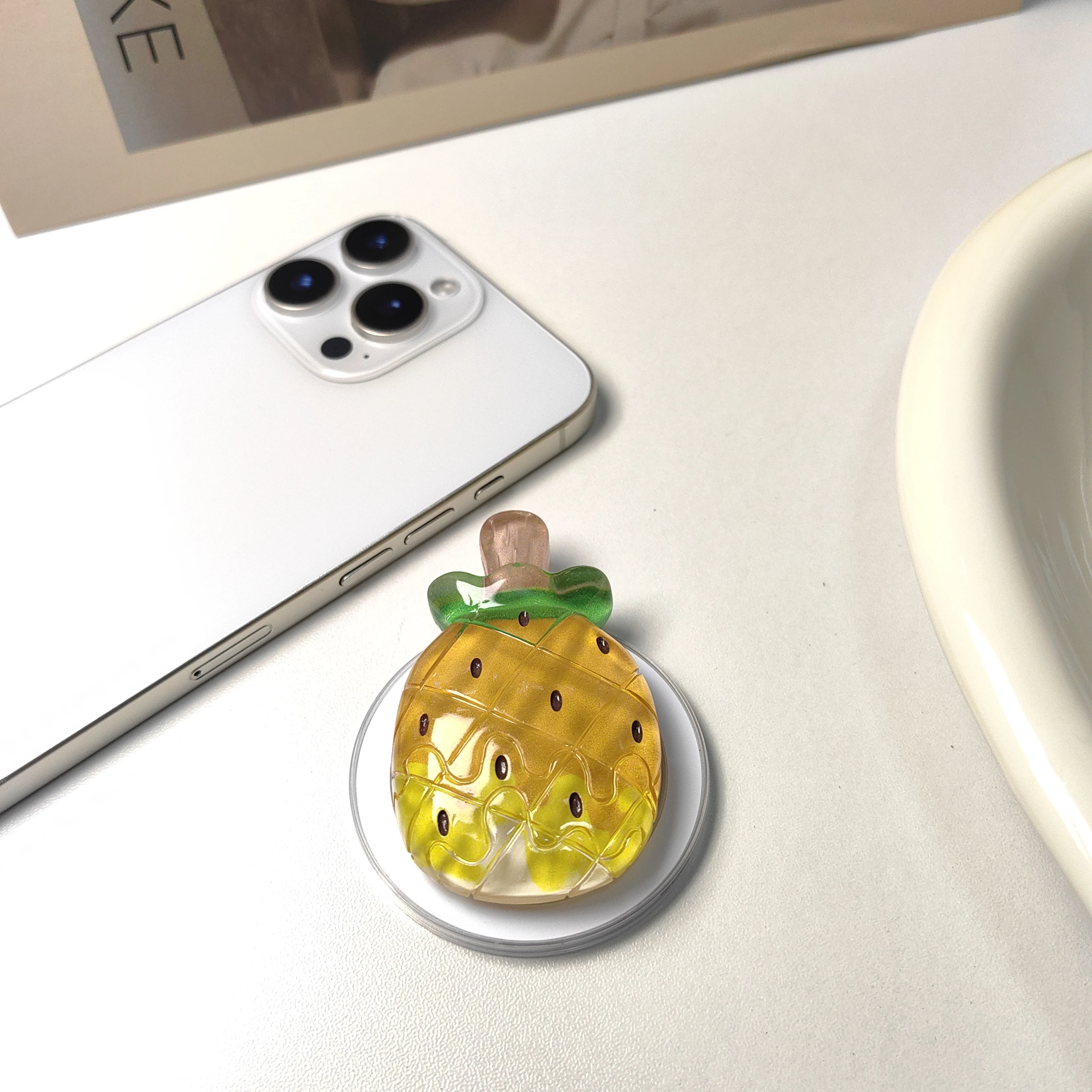 

Korean Cute Colorful Pineapple Phone Holder Griptok Support For iPhone Samsung Cases Grip Tok Socket Bracket Girl Gift