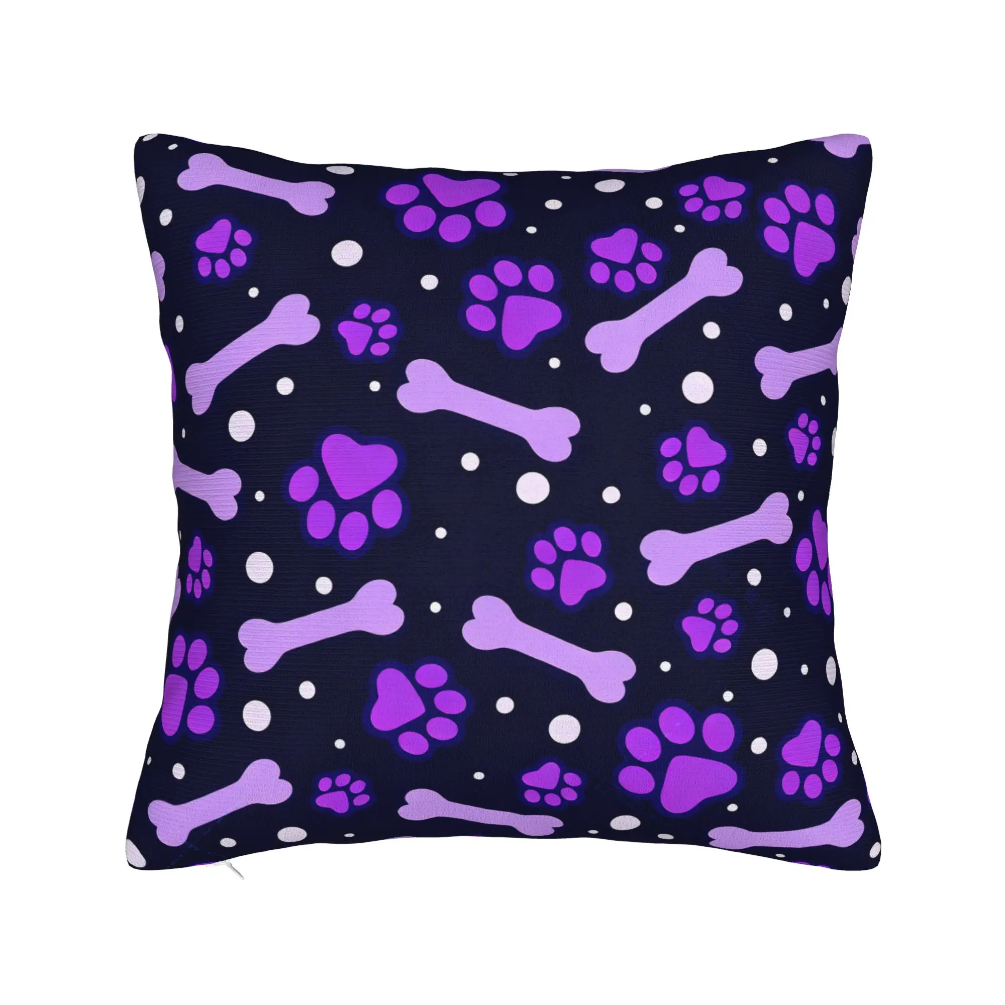 Dog Paw Print and Bone Pillow Case  Soft Pillow Cover Fashion Pillowcases For Living Room Sofa