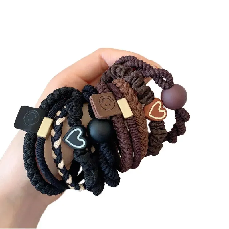 Juego de anillos para el pelo para mujer, accesorios para el cabello, banda de cuero de alta elasticidad, temperamento Simple, cola de caballo alta durabilidad, nuevo estilo, 10 piezas