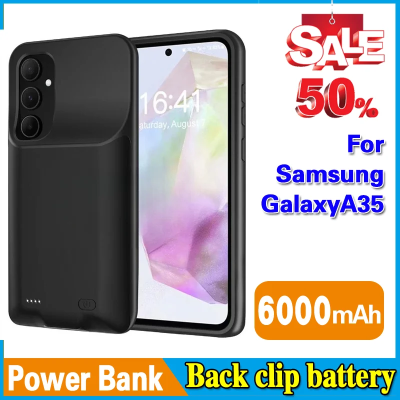 

High-Quality Back Clip Battery 6000mAh Power Bank for Samsung GalaxyA35 Battery Power Case Powerbank