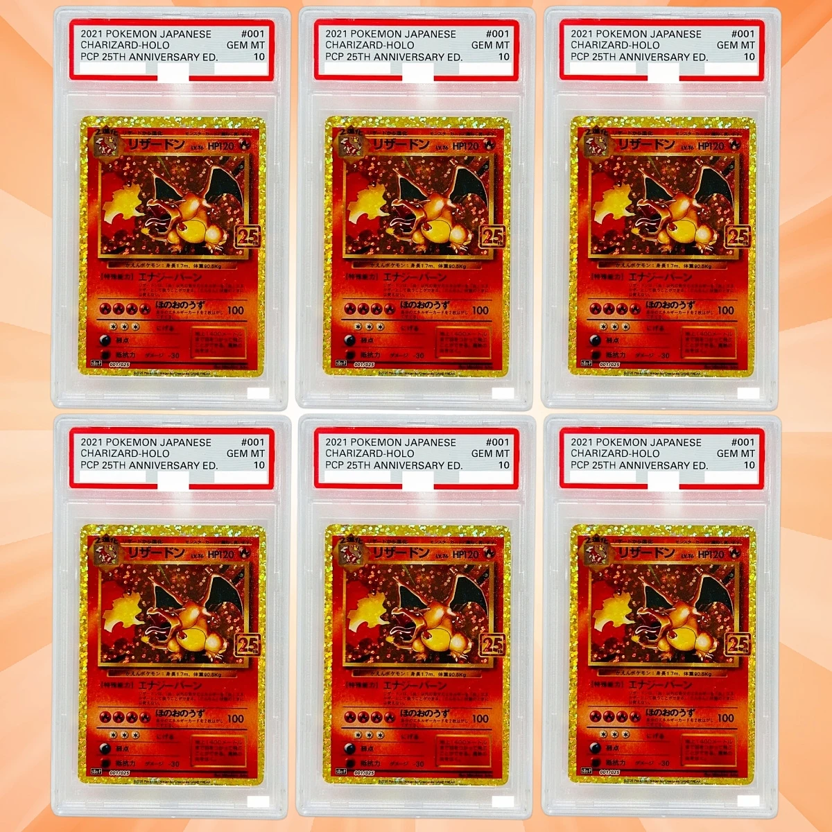 Charizard 001/025 25th Japanese Version Collectible Grade DIY Foil Texture Card Premium Anime Collection Cards