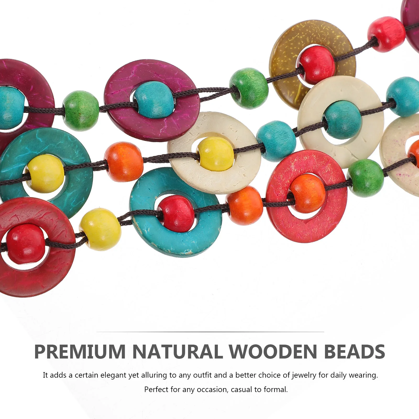 

Women Retro Bohemia Style Coconut Shell Hand-Knitted Wooden Beads Necklace Elegant Daily Fashion Jewelry Pendant Charm