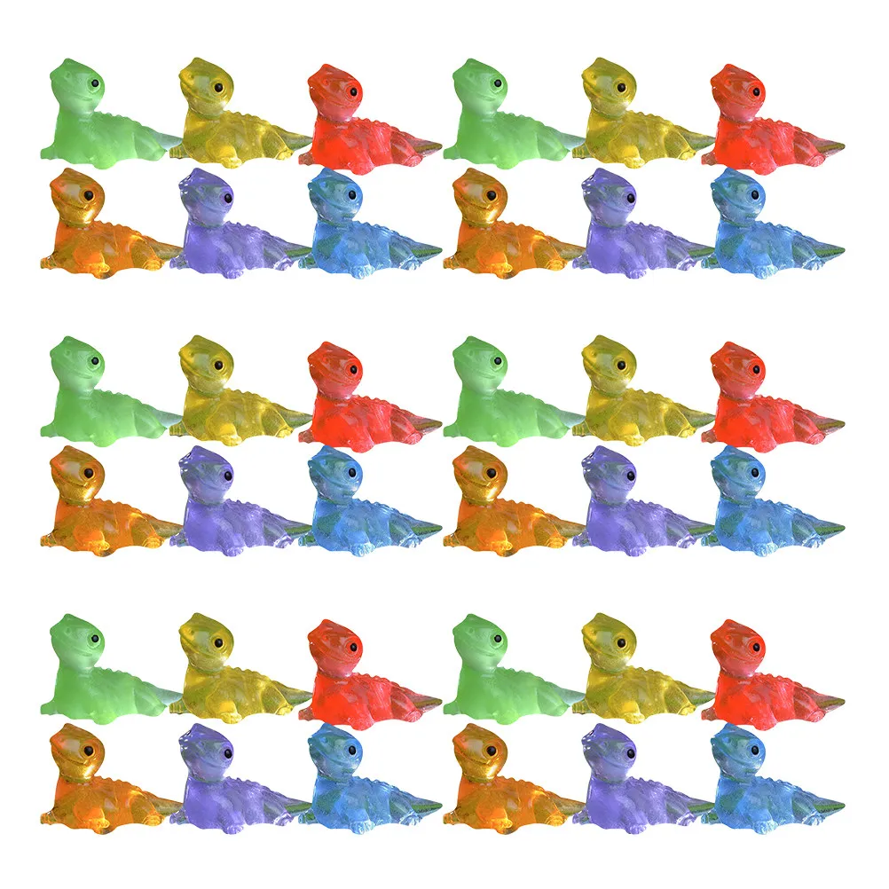 60Pcs Cartoon Glow Lizard Resin Mini Landscaping Decor Miniature Garden Ornaments Glow Dark Tiny Figures Mini Resin Figures