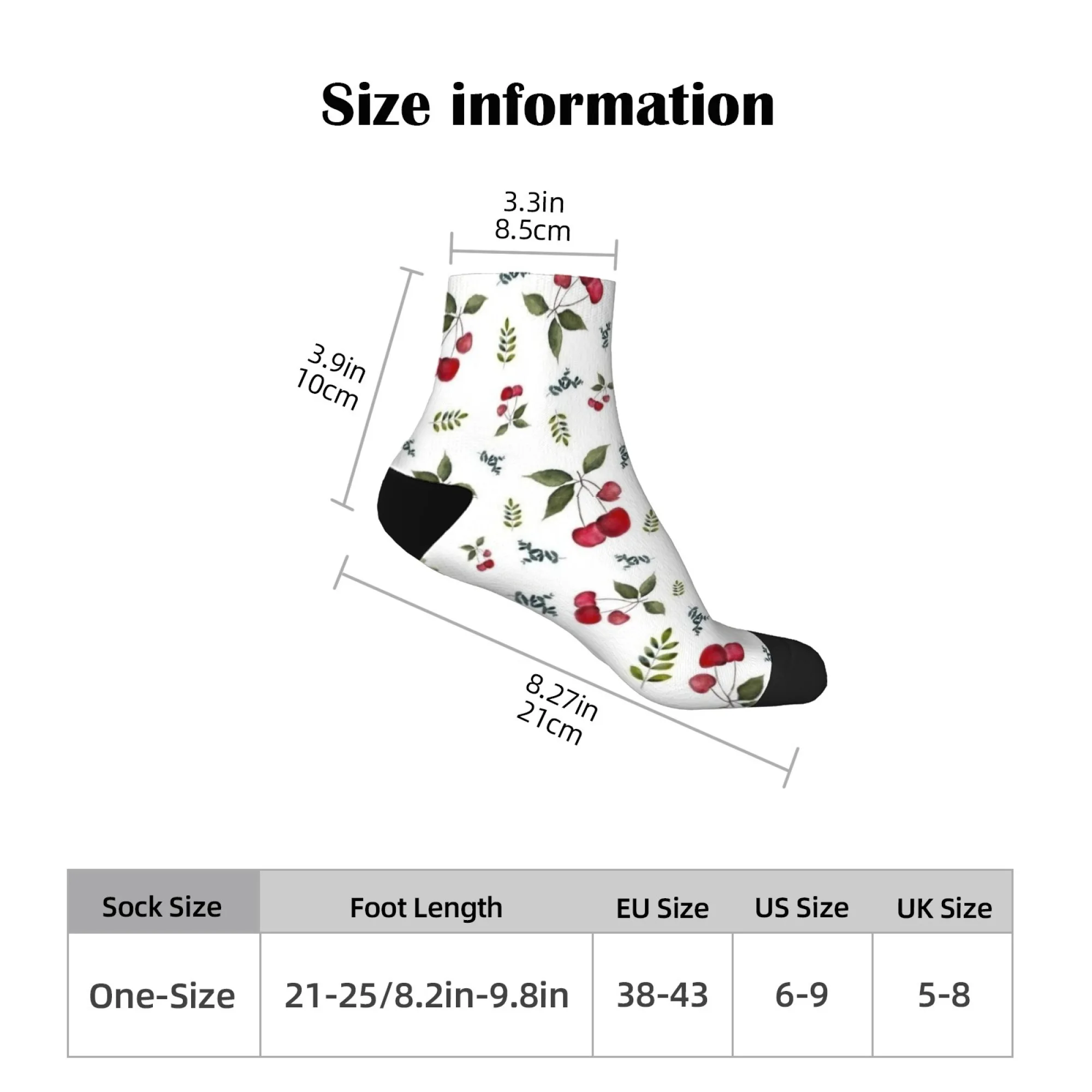 جوارب بنمط الفاكهة الحمراء، تصميم جرافيك عتيق مزين بالزهور، جوارب قصيرة، جوارب مضحكة مبتكرة، هدية كاجوال على طراز الهيب هوب قابلة للتنفس