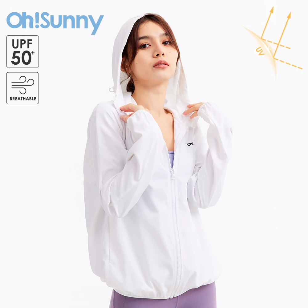 

OhSunny Woman's Sports Jacket Anti-UV UPF50+ Thin Quick Dry Breathable Long Sleeve Sunscreen Workout Zip up Coat for Outdoor