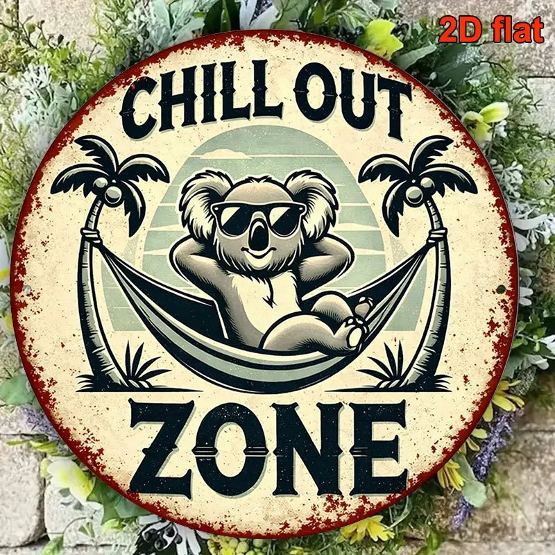 2DFLAT 1pc 8X8In/20X20Cm 2D Flat Round Sign, Retro Plaque about 