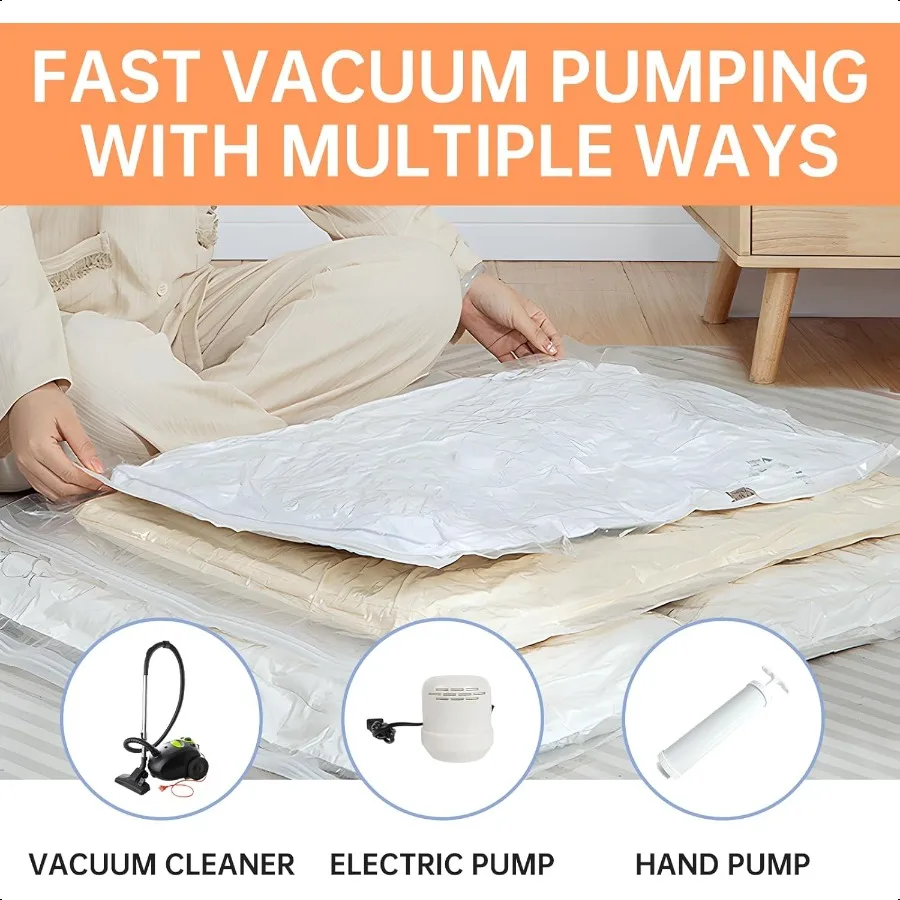 12 عبوة من أكياس تخزين المكنسة الكهربائية مع مضخة كهربائية 3 صغيرة edium 3 كبيرة 3 أكياس ختم مكنسة جامبو للملابس أكياس توفير المساحة لـ