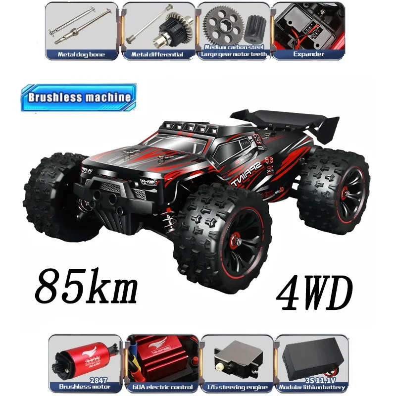 1:14 85KM/H or 50KM/H 4WD RC Car with LED Remote Control Cars High