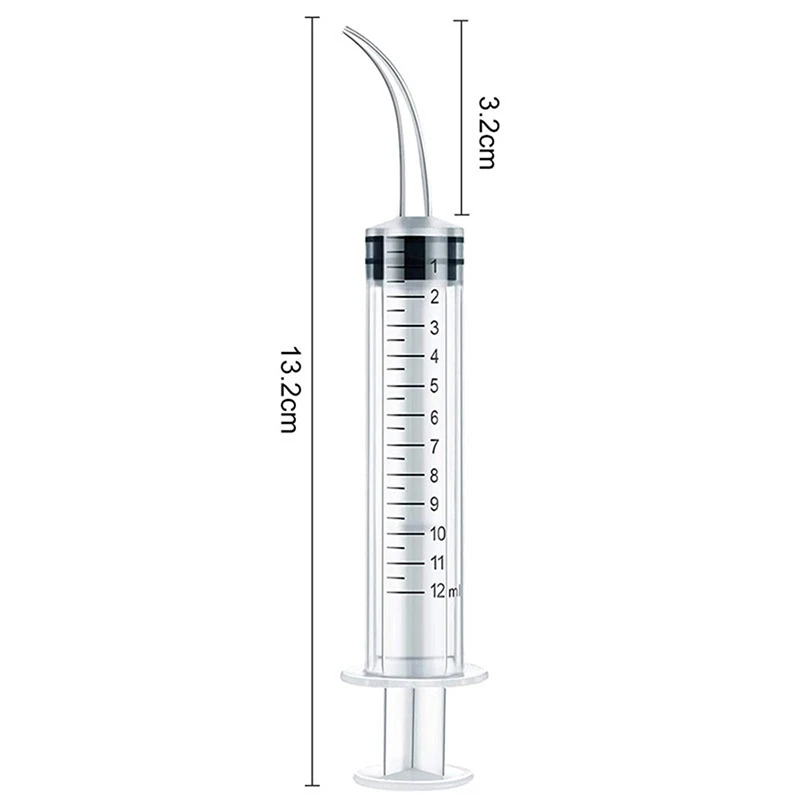 2 Stuks 12Ml Heldere Wegwerp Tandheelkundige Irrigatiespuit Met Gebogen Punt Tandheelkundige Kit Tand Transparant Bleken Tandheelkundig Instrument