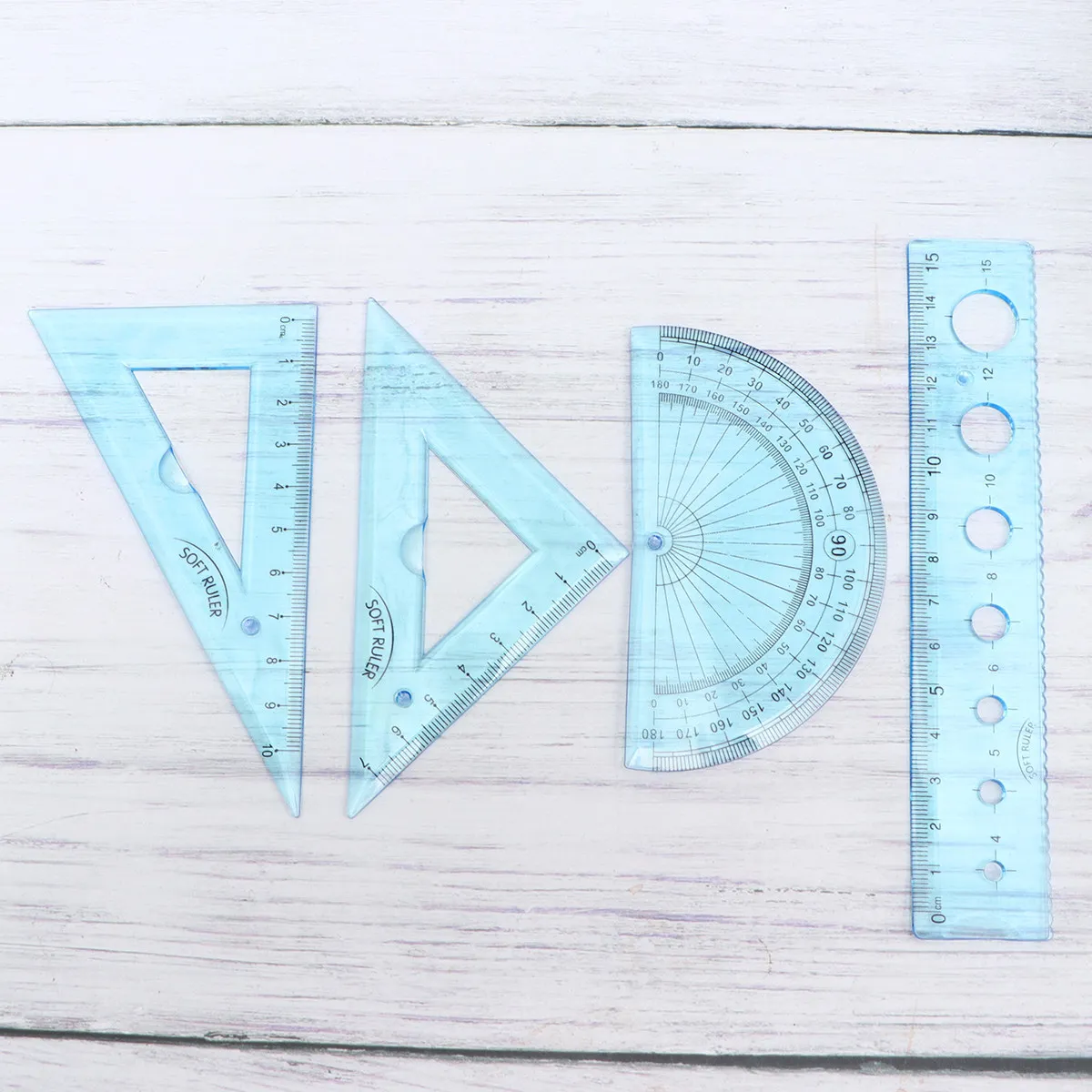 4Pcs Plastic Student Ruler Set Bendable Soft For Back To School Supplies Art Student Rulers Clear Scale