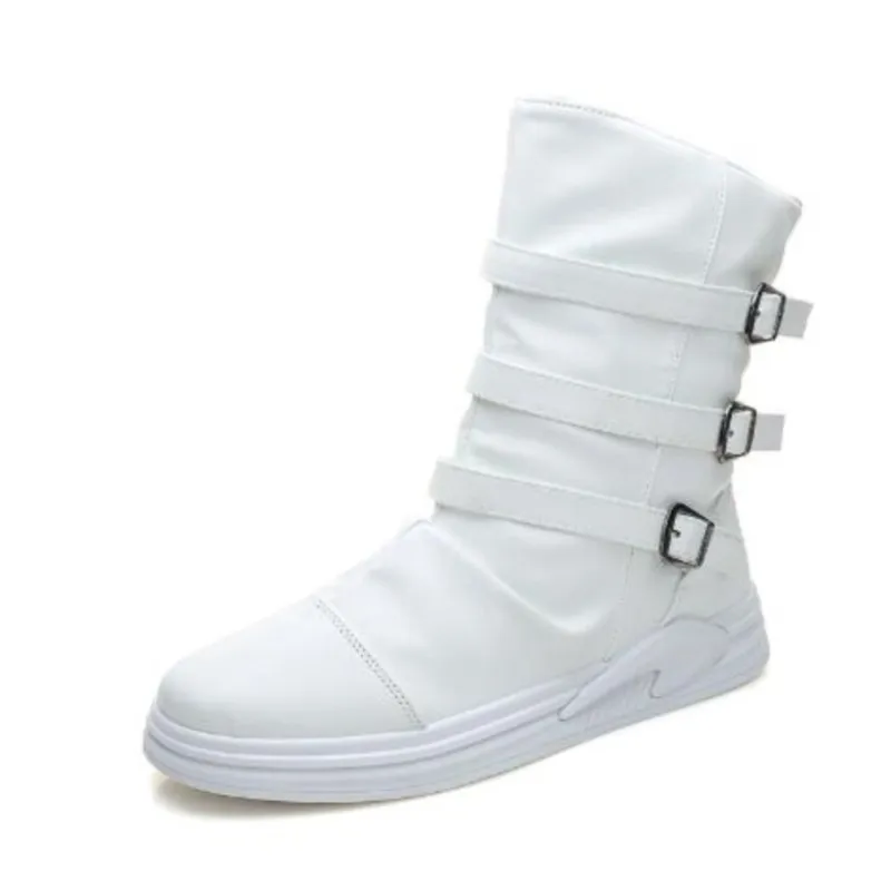 Autumn winter models belt buckle men\'s boots high boots fashion outdoor boots trend botines planos 남성 신발 M745