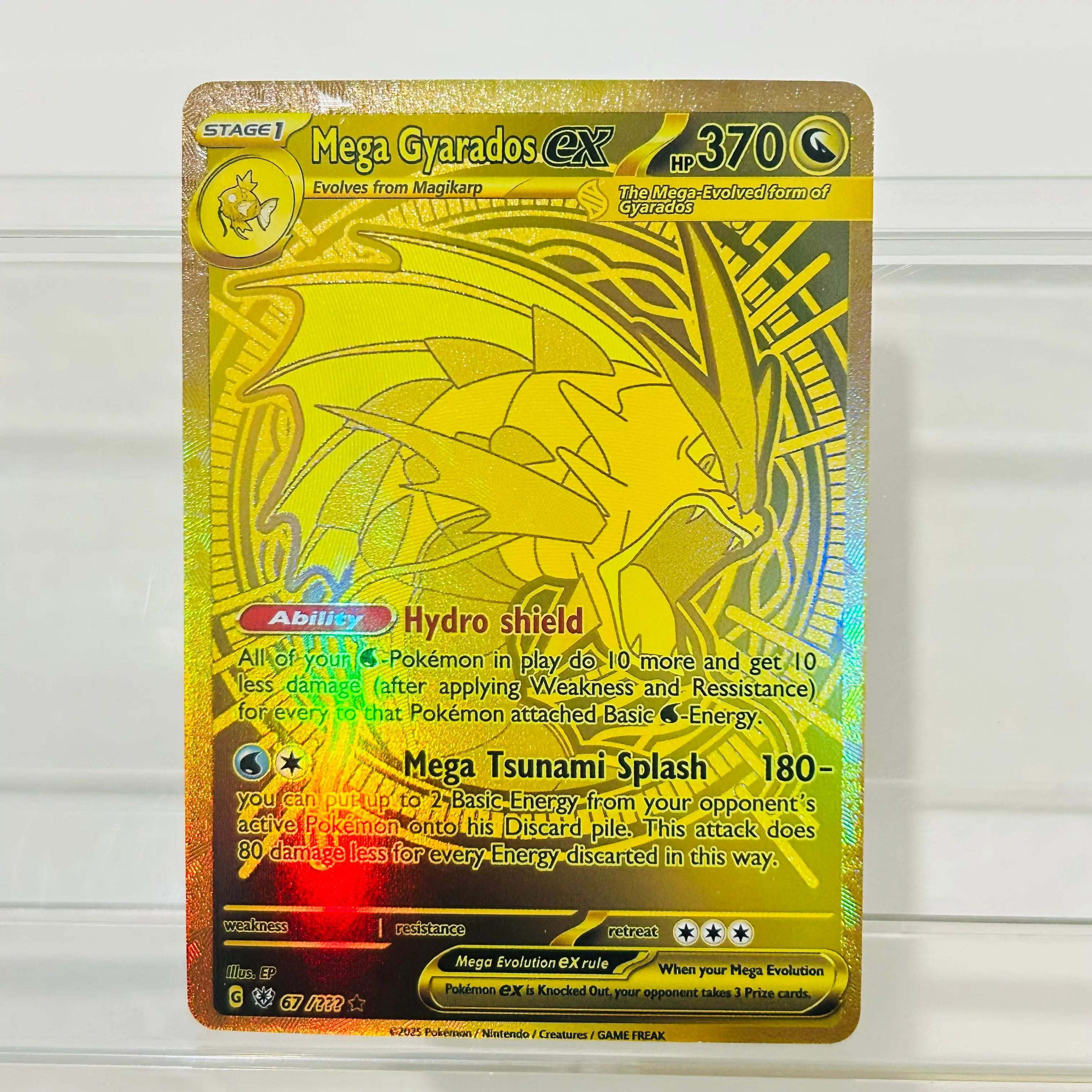 Cartão de Coleção Pokémon Mega Gyarados EX Versão em Inglês com Textura de Folha Dourada DIY, em Perfeito Estado, Cartão Premium de Anime