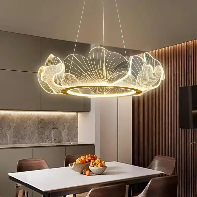 Modern Petal Pendant Light Ring Highlight Acrylic Restaurant Bedroom Decorativos Deluxe Design Living Room Hanging Lamp Fixtures