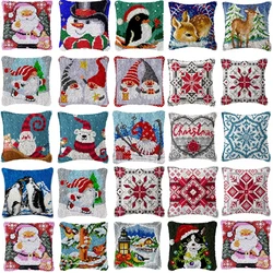 Winter Christmas Latch Hook Kits Smyrna Pillowcase Knot Pillow Package Animal Latch Hook Set For Needlework Embroidery Cushion