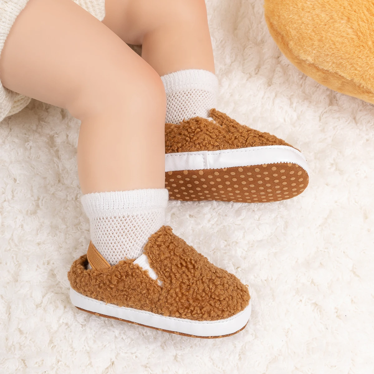 KIDSUN Baby Boys Girl Breathable Front Shoes Plush Cotton Wool Winter Warm Baby Slipper Newborn First Walker Shoes Outdoor