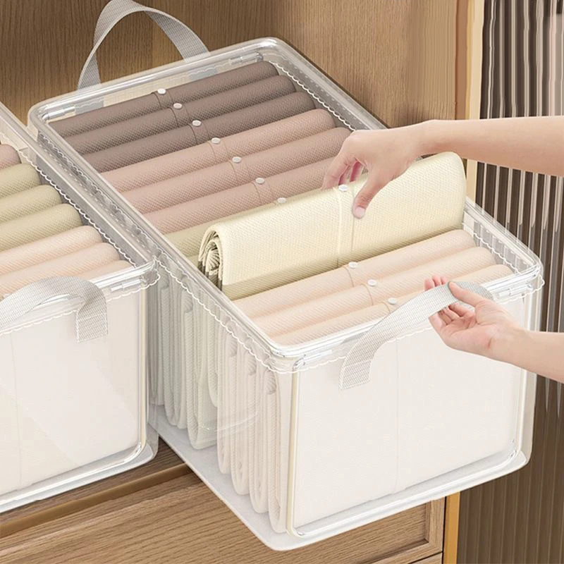 1pc Large Capacity Closet Clothes Folding Layered Organizers Home Transparent Storage Box Underwear Socks Clothes Organizers