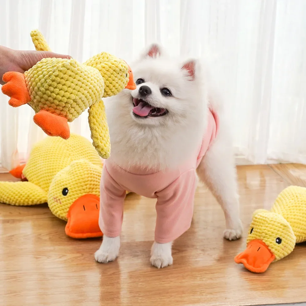 Pet Plush Toy Dog Calming Duck Stuffed Duck Toys Chew Toy Durable Squeaky for Puppy Pet Teeth Cleaning Chew Toy Pet Supplies