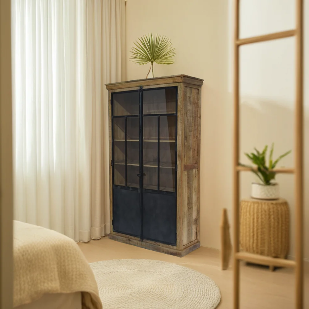 Cabinet Glass Door Home Furniture Living Room Bedroom Farmhouse Storage