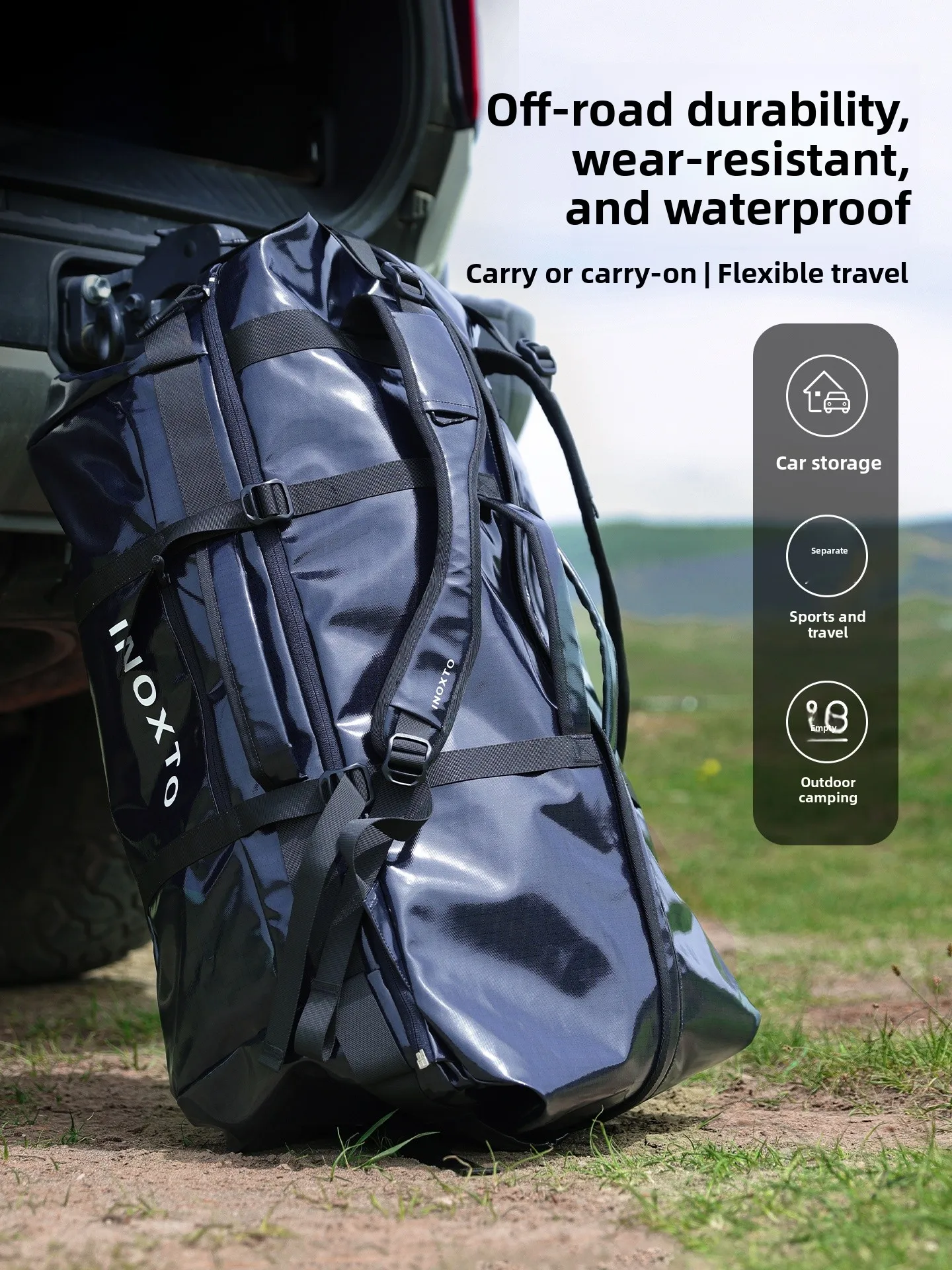 INOXTO Large Capacity Outdoor Camping Travel Backpack Waterproof Wear-resistant Multi-functional Storage Bag for Men And Women