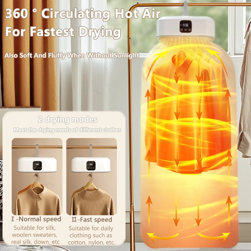 Portable Clothes dryer Mini Folding Cloth Dryer Touch Electric Clothing Dryer Fabric Laundry Dryer Body dryer For Travel Home