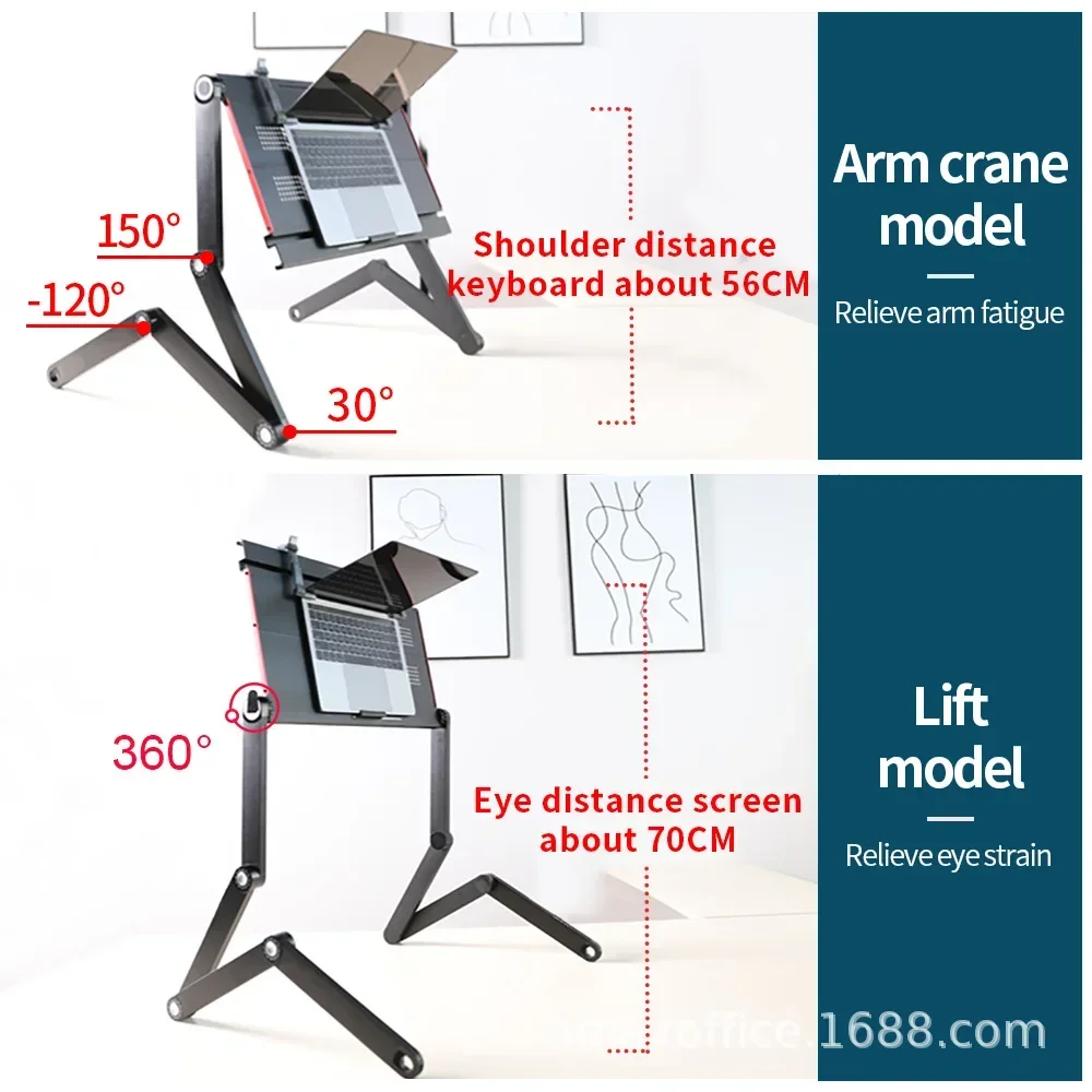 Folding Adjustable Height Computer Desk Portable Lazy Lying Rack for Lying in Bed Gaming Studying and Reading Laptop Table Stand