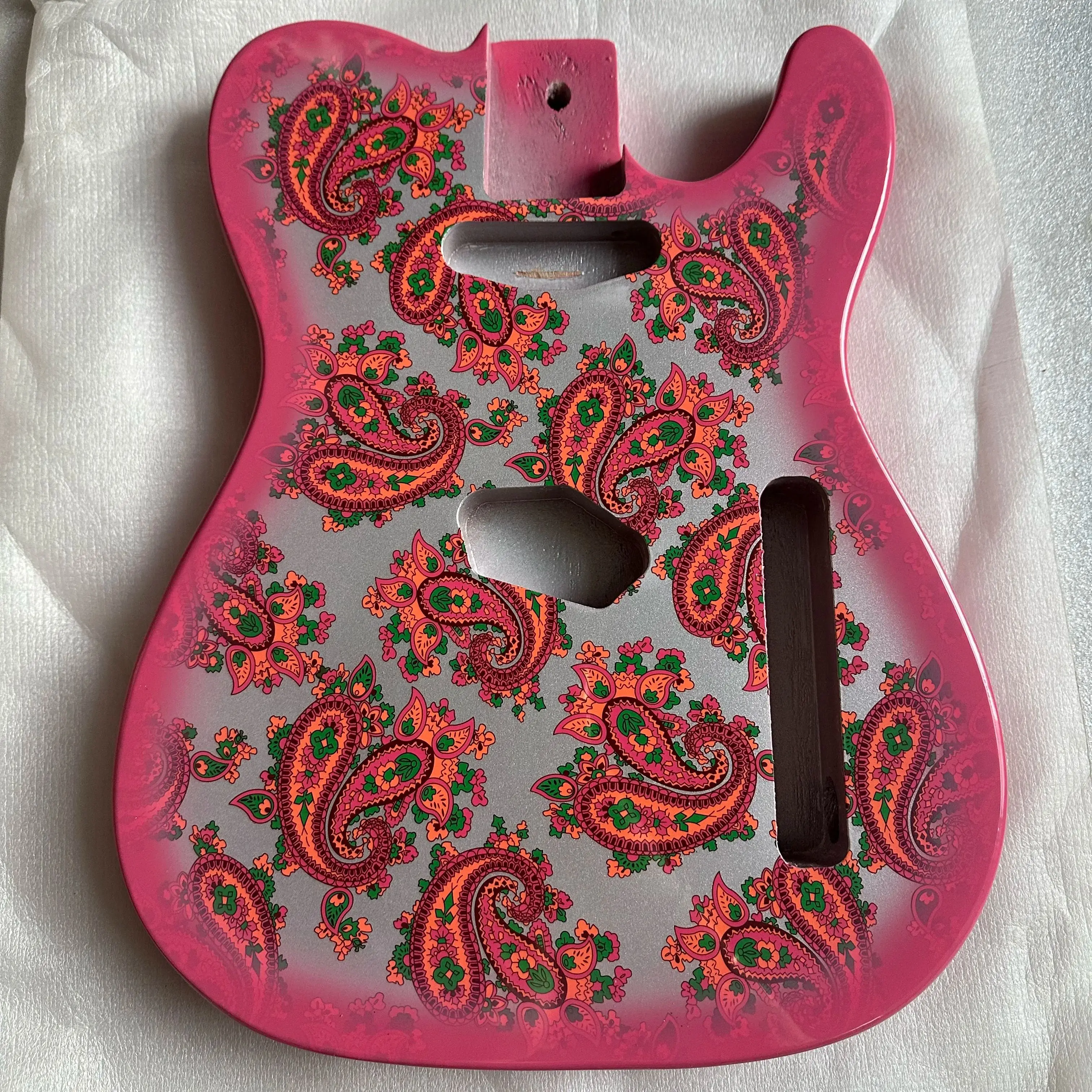 Electric Guitar Body Gloss Finished, Blue or Pink Amoeba Pattern, Solid Mahogany Wood, Real Photos, Wholesale, New, 5.6cm pocket