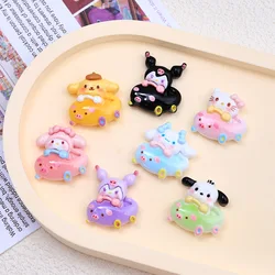 10PCS Kawai bright surface Cartoon Pig Car Series Resin Flat Back Scrapbook Figurine DIY Bow Decor Accessories Crafts