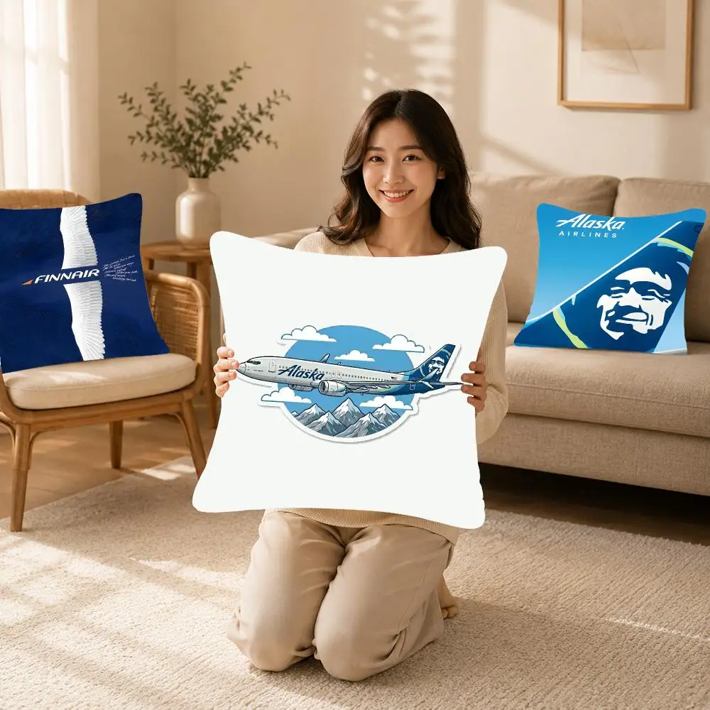 Airline Travel Alaska Air Cushion Cover Bedroom bed reading backrest cushion Festive plush holiday Soft plush throw