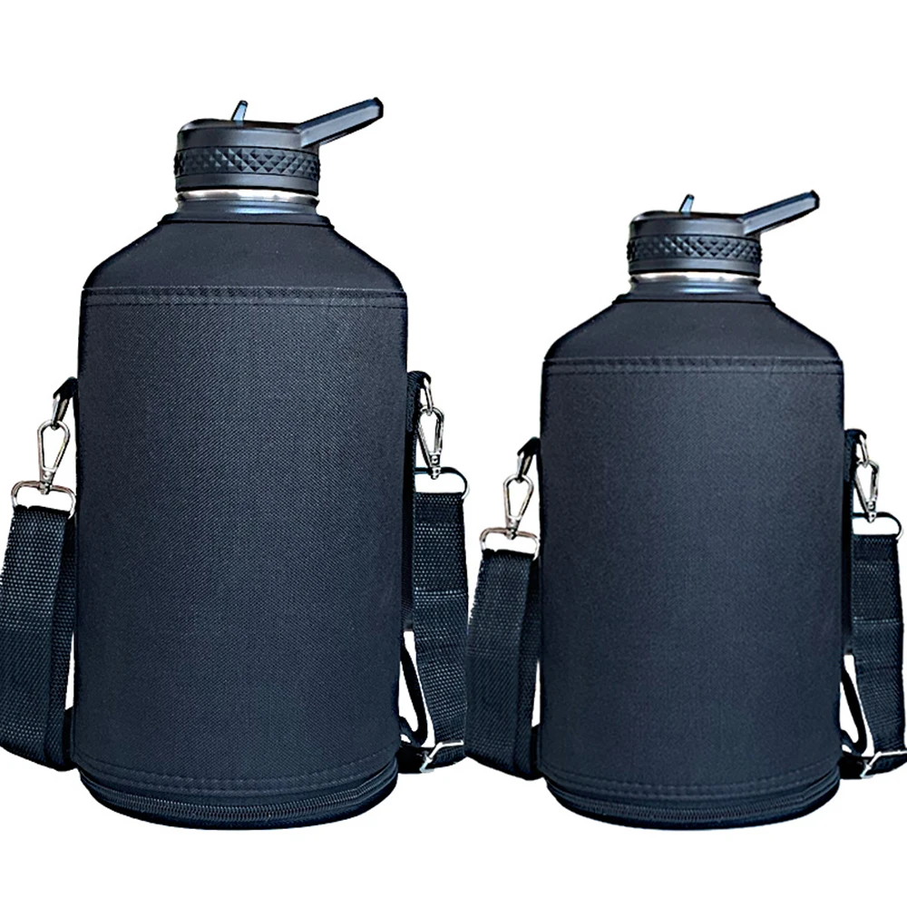 64oz 128oz Sports Water Bottle Holder Bag with Shoulder Strap Pouch Portable Thermal Vacuum Mug Sleeve Protective Cover Carrier