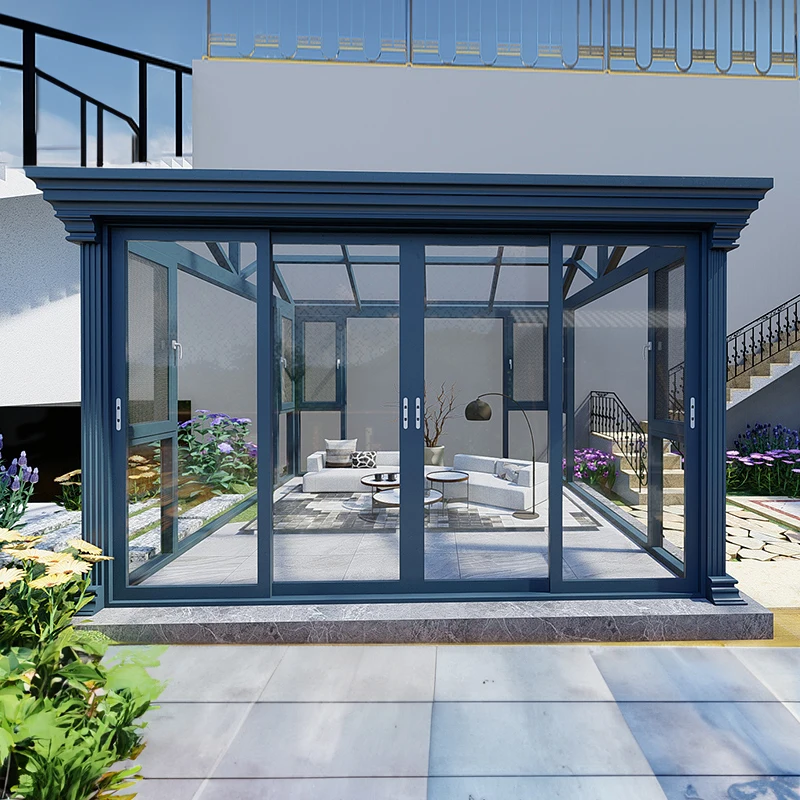 High Quality Tempered Glass Sun Room Aluminium Glass House for Garden Hurricane Impact sunroom