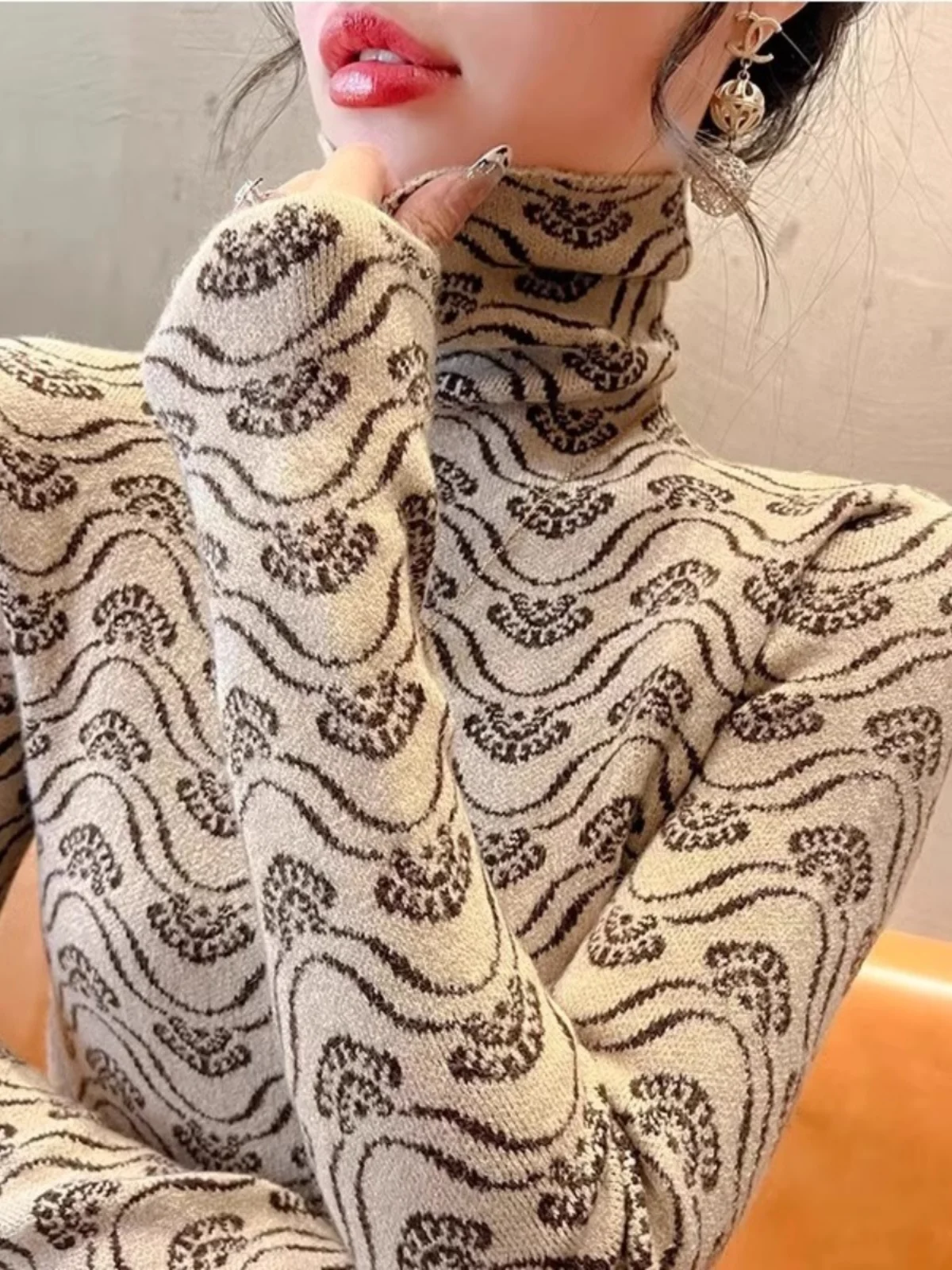 

High Collar Knitted Sweater Women's Sle Winter Slim Fit Warm Base Layer irt Korean Commute Sle Long Sve Regular Length