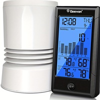 Geevon Wireless Digital Rain Gauge With Outdoor Temperature Gauge,Calendars Alarm Clock With Temperature And Humidity Rain Gauge