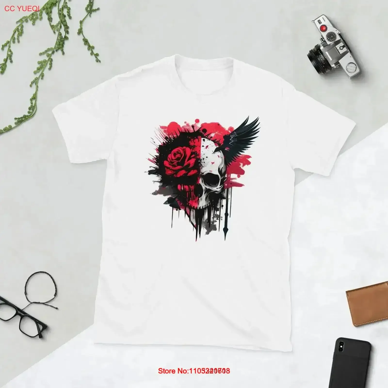 Skull Trash Polka Style T Shirt vintage Washed fashion Casual Slightly homme Stretched Breathable streetwear graphic vintage