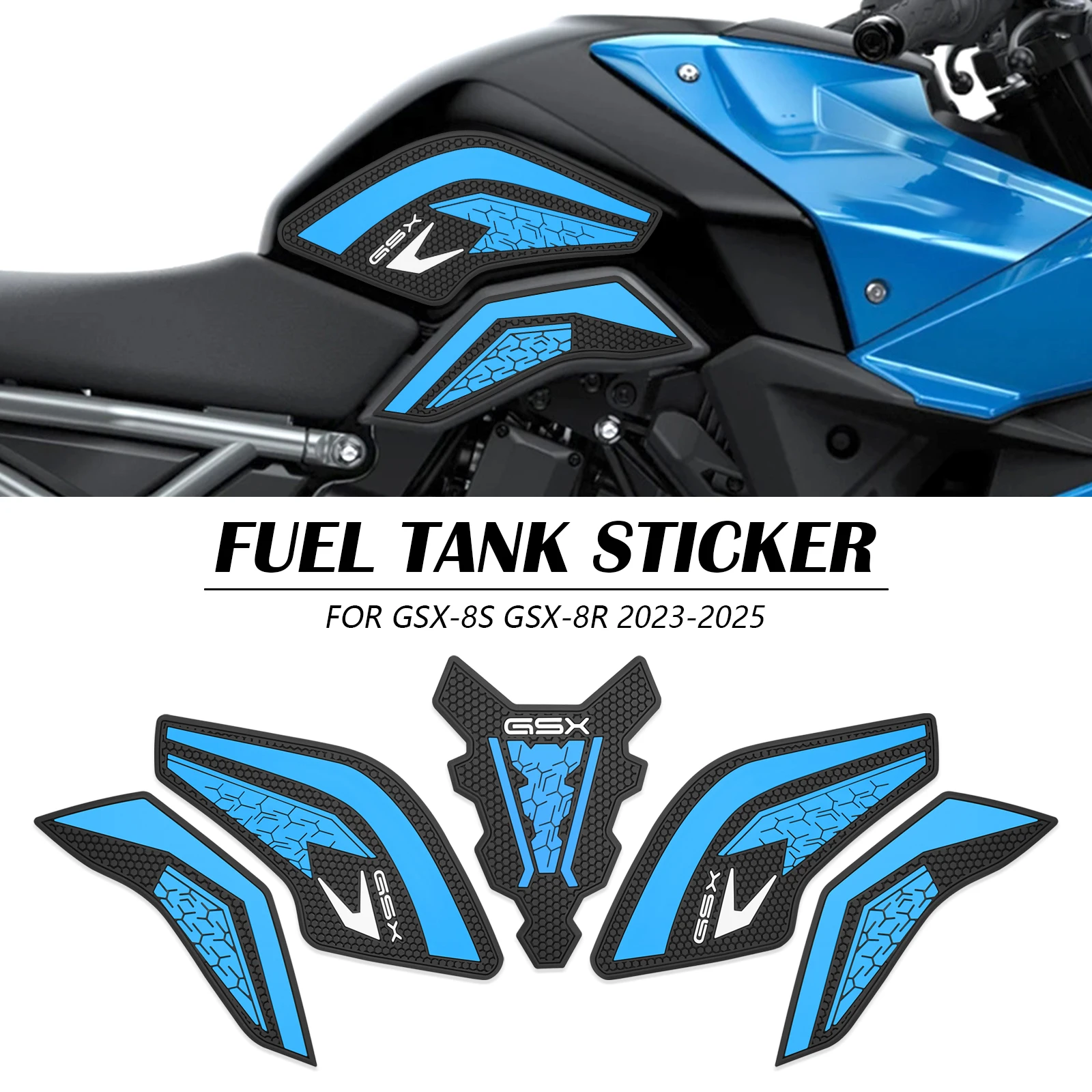 

For GSX 8S 8R 2023 2024 2025 Motorcycle Fuel Tank Pads Protector Stickers Decal Gas Knee Grip Traction Pad