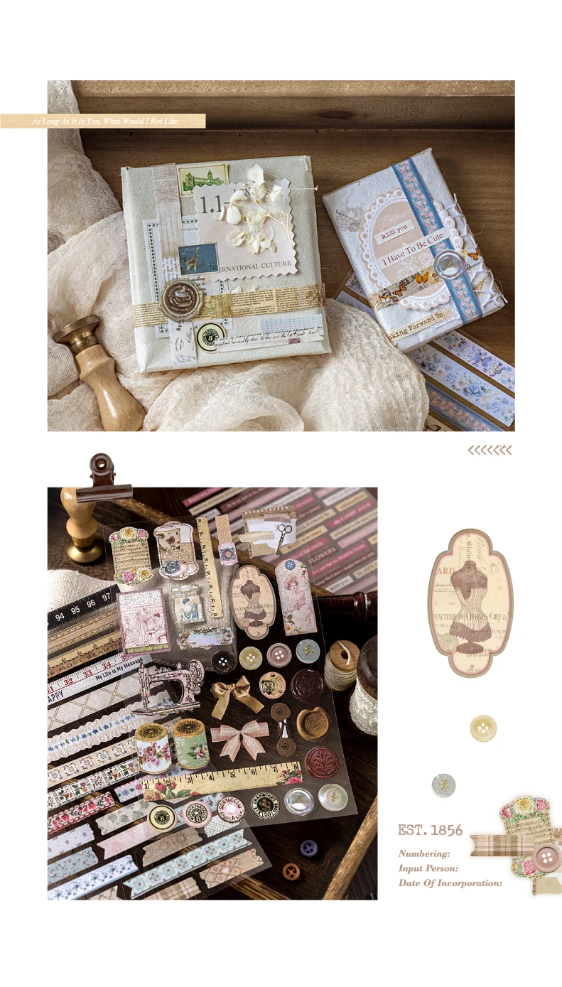 3 Stück große Vintage-Aufkleber aus geflochtenem Papier, dekoratives Scrapbooking-Tagebuch, Album, handgefertigtes Junk-Tagebuchzubehör – Detail 17