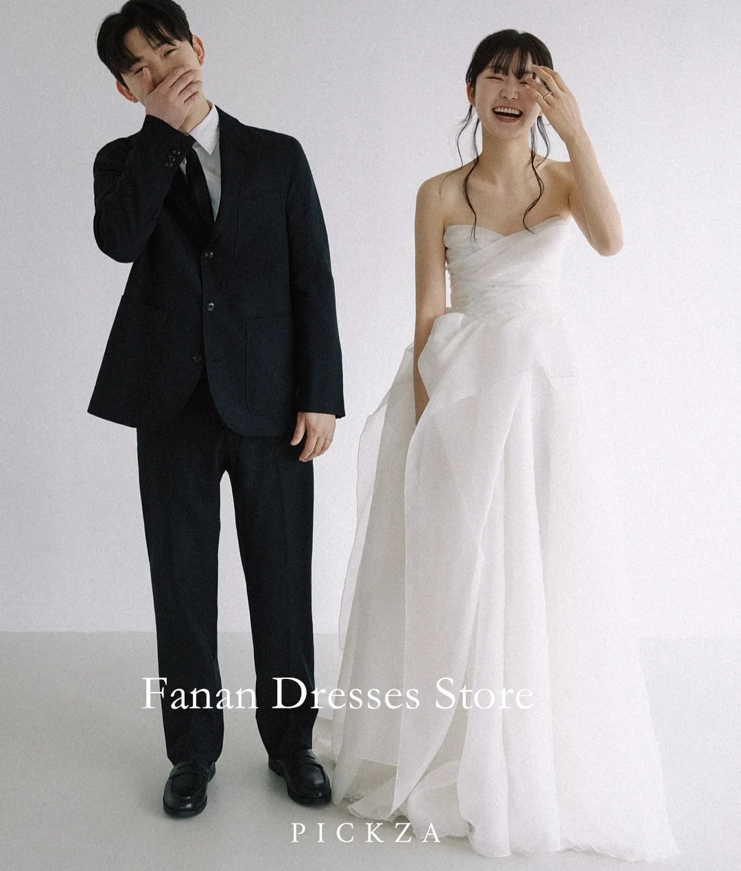 

FANAN Корейские свадебные платья трапециевидной формы без бретелек цвета слоновой кости 웨딩드레스 Корсет из органзы без рукавов по индивидуальному заказу Красивые платья невесты размера плюс