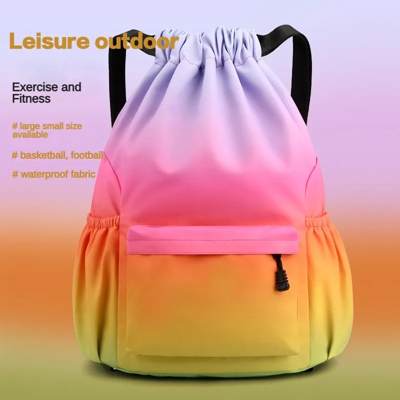 Drawstring Bag Backpack Large Capacity Men's and Women's Sports Drawstring Bag Portable Leisure Bag Fitness Outing