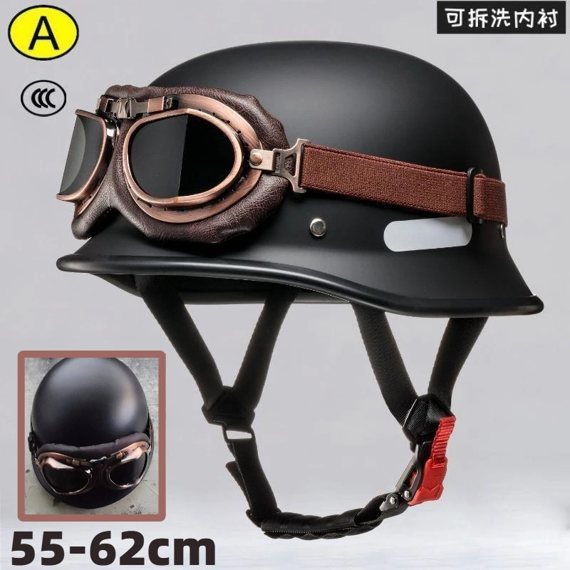 

Retro German Army Half Motorcycle Helmet Oversized Cruiser Vintage Style for Big Heads
