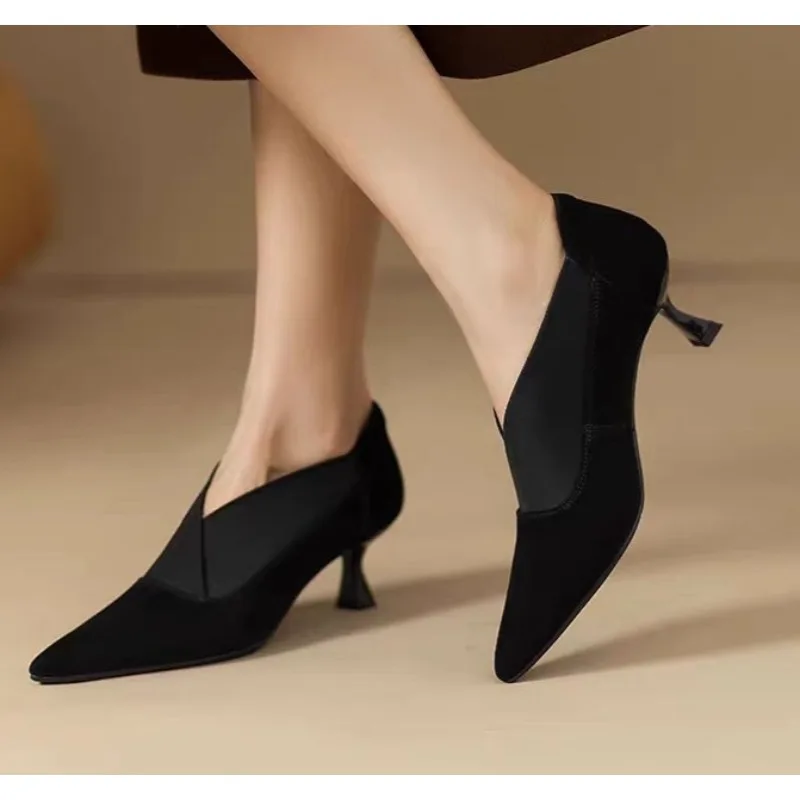

Spring/ Autumn New Comfortable Stiletto Women's Shoes Suede Party Women's Shoes Fashion Pointed Toe High Heels Zapatos De Mujer