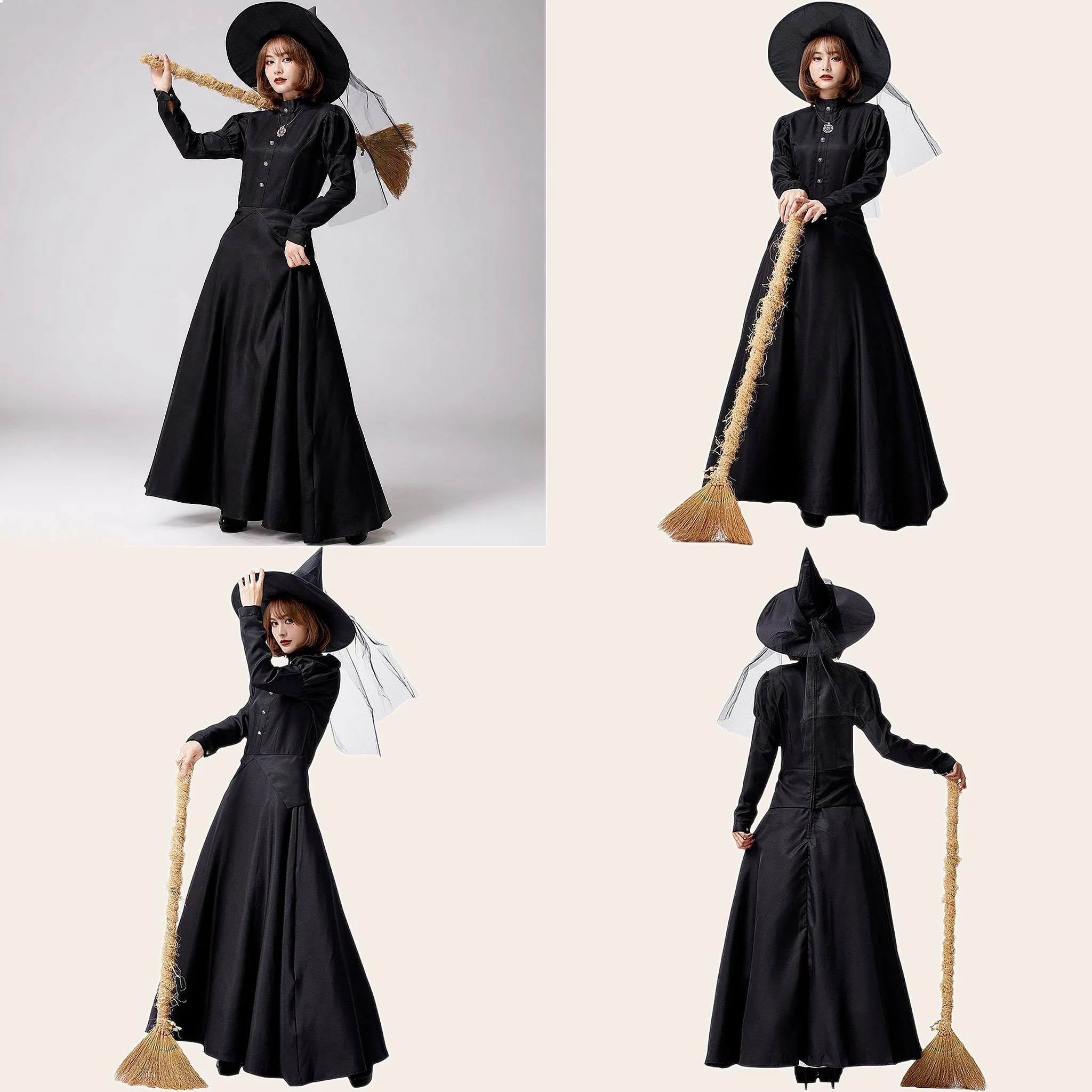 

Halloween Witch Magic Robe Wizard of Oz Wicked Witch Costume for Women Halloween Party Festival Performance Dress